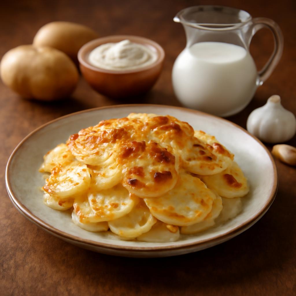 Gratin dauphinois doré et crémeux dans son plat