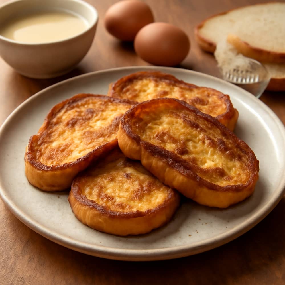Tranches de pain perdu doré à la vanille