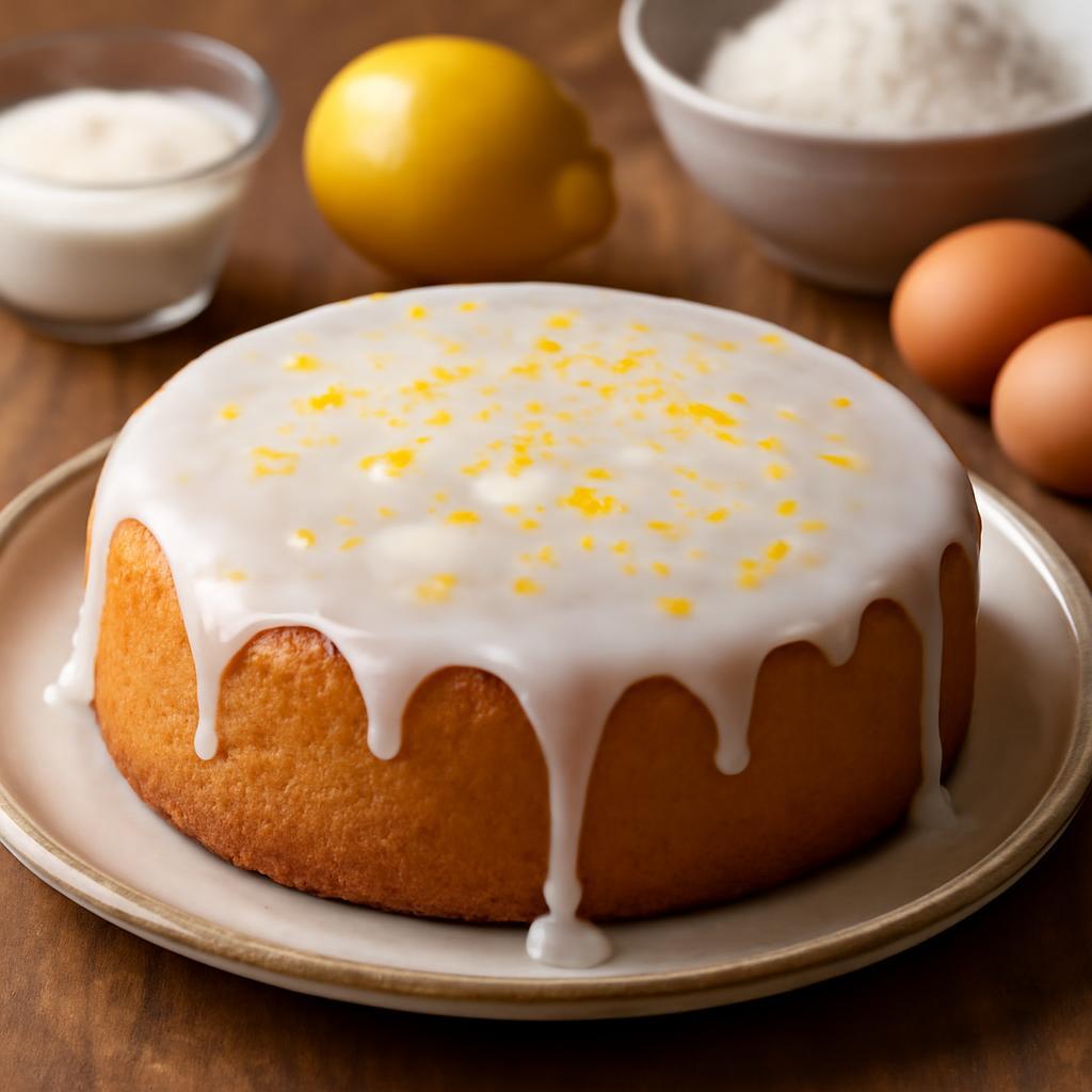 Gâteau au yaourt et au citron moelleux, tranché